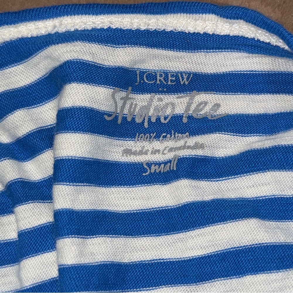 J. Crew Blue and White Striped Studio Tee - Picture 2 of 4